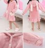 Girls Sweet Flannel Bathrobes With Ears Hooded Sleepwear for Bath Homewear, Pink