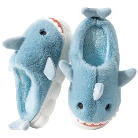 Shark Slippers for Boys and Girls Cute Plush Warm Slippers for Women and Men (Color: Light-Blue)