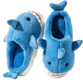 Shark Slippers for Boys and Girls Cute Plush Warm Slippers for Women and Men (Color: Dark-Blue)