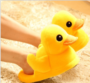 Winter Women Warm Indoor Slippers Ladies Fashion Cute Yellow Duck (Shoe Size: 6.5)