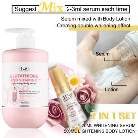 AILKE Glutathione & Vitamin C Kit, With Brightening Lotion, Moisturizing Cream, Lightening Soap, Spa Oil, Glowing Body Cream (Color: 2 in 1 set)