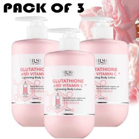 AILKE Glutathione & Vitamin C Kit,With Whitening Lotion,Moisturizing Cream,Lightening Soap, Spa Oil,Glowing Body Cream,Gift Set (Color: 3 Pack Lotion)