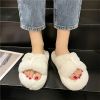 Warm Fluffy Slippers Women Fur Home Slippers Winter For Women 2022 Trending Flip Flops Female Plush Bow Room House Indoor Shoes