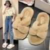 Warm Fluffy Slippers Women Fur Home Slippers Winter For Women 2022 Trending Flip Flops Female Plush Bow Room House Indoor Shoes