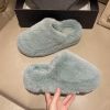 Winter Fur Slippers Woman Mules 2022 New Trend Warm Fluffy Home Slippers Winter For Women Comfortable Indoor House Shoes Ladies