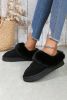 Black Plush Suede Patchwork Thick Sole Slippers