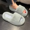 furry house slippers winter for women 2022 trend Soft warm fur fluffy slippers women flat indoor home korean shoes Plus Size 42