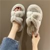 Warm Fluffy Slippers Women Fur Home Slippers Winter For Women 2022 Trending Flip Flops Female Plush Bow Room House Indoor Shoes