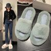 furry house slippers winter for women 2022 trend Soft warm fur fluffy slippers women flat indoor home korean shoes Plus Size 42