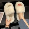 furry house slippers winter for women 2022 trend Soft warm fur fluffy slippers women flat indoor home korean shoes Plus Size 42