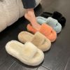 furry house slippers winter for women 2022 trend Soft warm fur fluffy slippers women flat indoor home korean shoes Plus Size 42